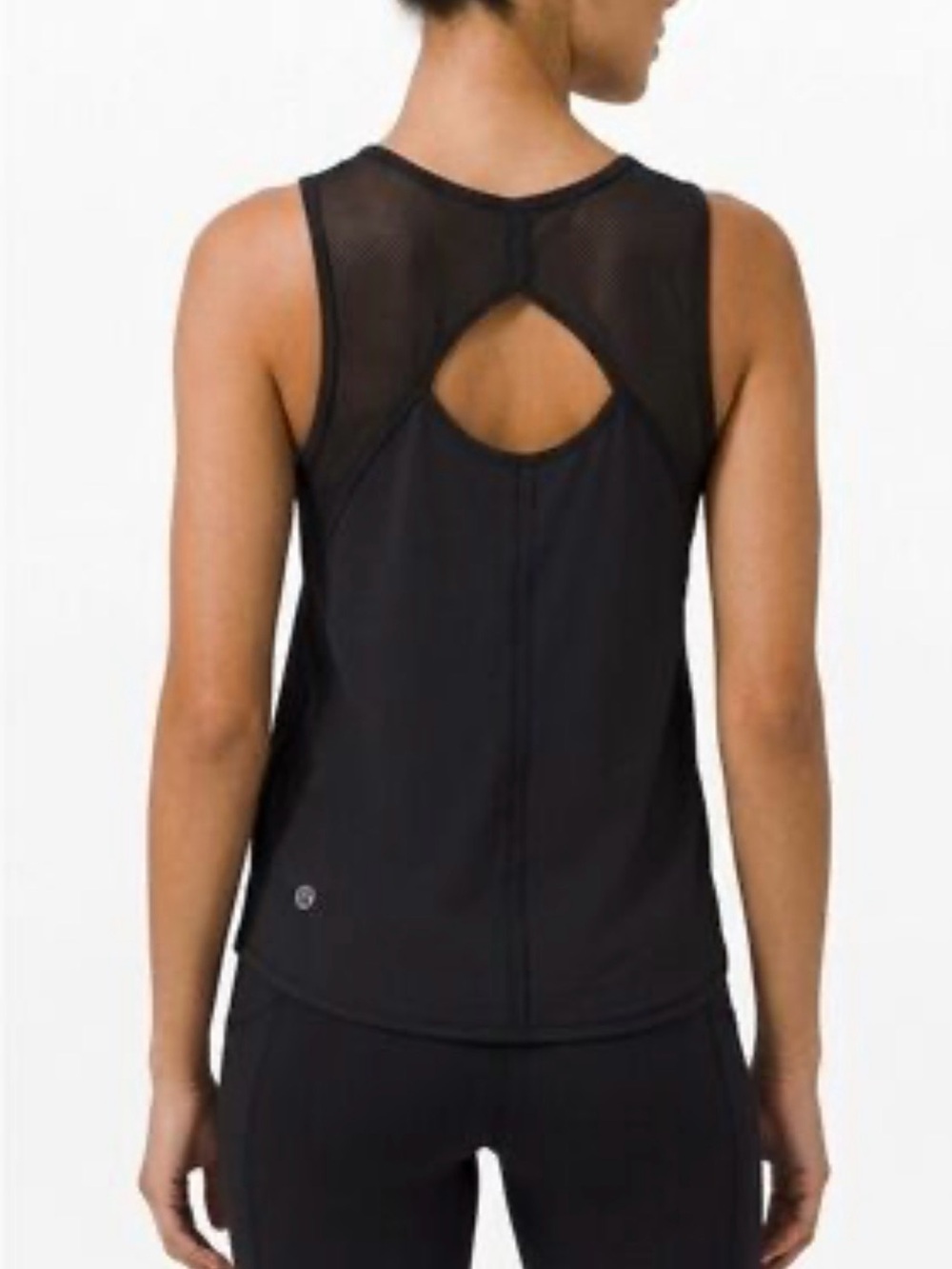 Lululemon Women’s Black Sculpt Tank Top Mesh Shoulder Open Back Keyhole Small